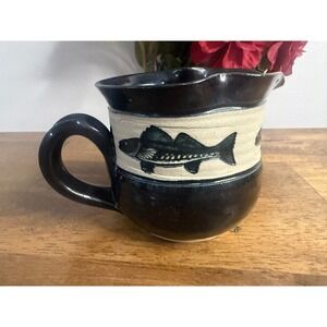 Vintage Leishman 1997 Canada Fish Pottery Creamer Pitcher Handcrafted Stoneware